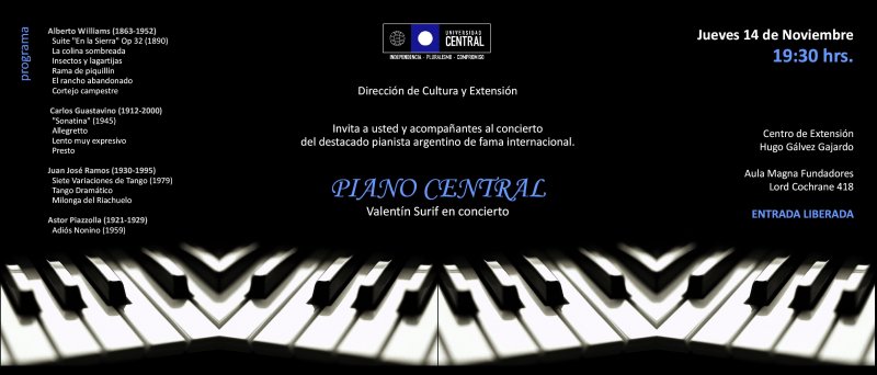 Destacado pianista Valentín Surif realizará concierto en la Universidad Central