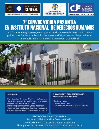 Segunda convocatoria a pasantía en el Instituto Nacional de Derechos Humanos