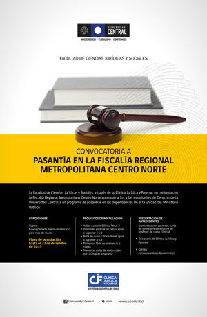 Ministerio Público, Fiscalía Regional Metropolitana Centro Norte, pasantía, Derecho, Derecho Penal, Clínica Jurídica