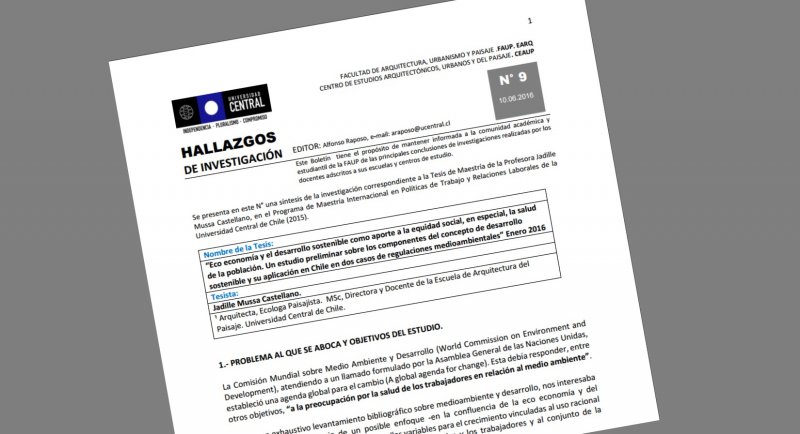 Boletín “Hallazgos” aborda estudio sobre eco economía y desarrollo sostenible como aporte a la calidad de vida