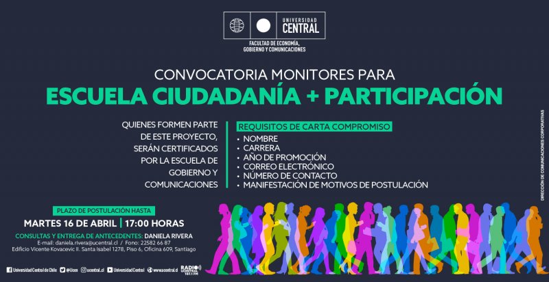 Abierta convocatoria para monitores interesados en sumarse a Escuela de Ciudanía, Participación y Liderazgo para Dirigentes Sociales