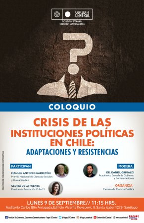Manuel Antonio Garretón y Gloria de la Fuente analizarán la crisis de las instituciones políticas en Chile