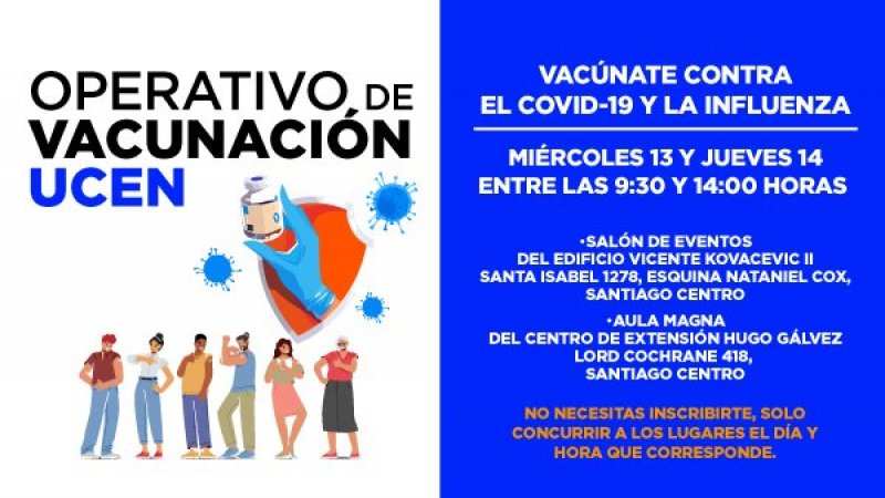 UCEN realizará operativo de vacunación contra el COVID y la influenza